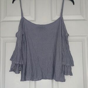 Women's Striped Slightly Cropped Cold Shoulder Top